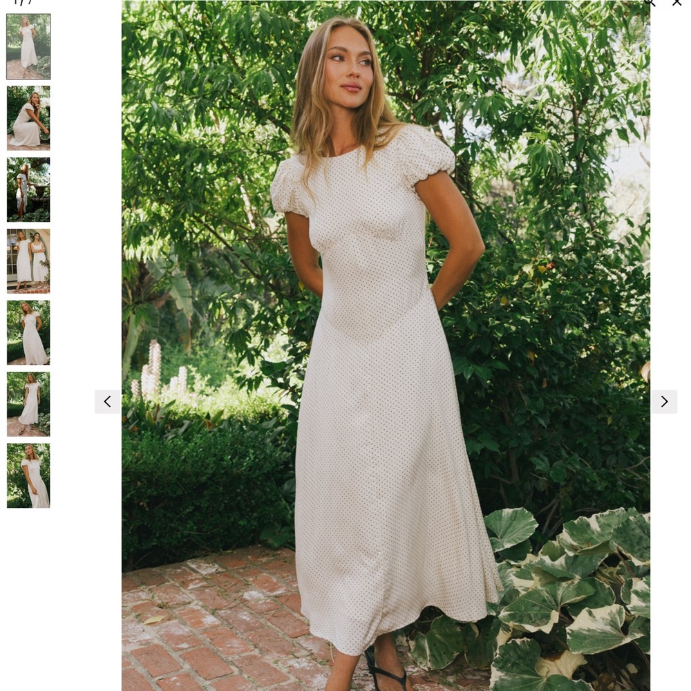Elegant White Puff Sleeve Dress